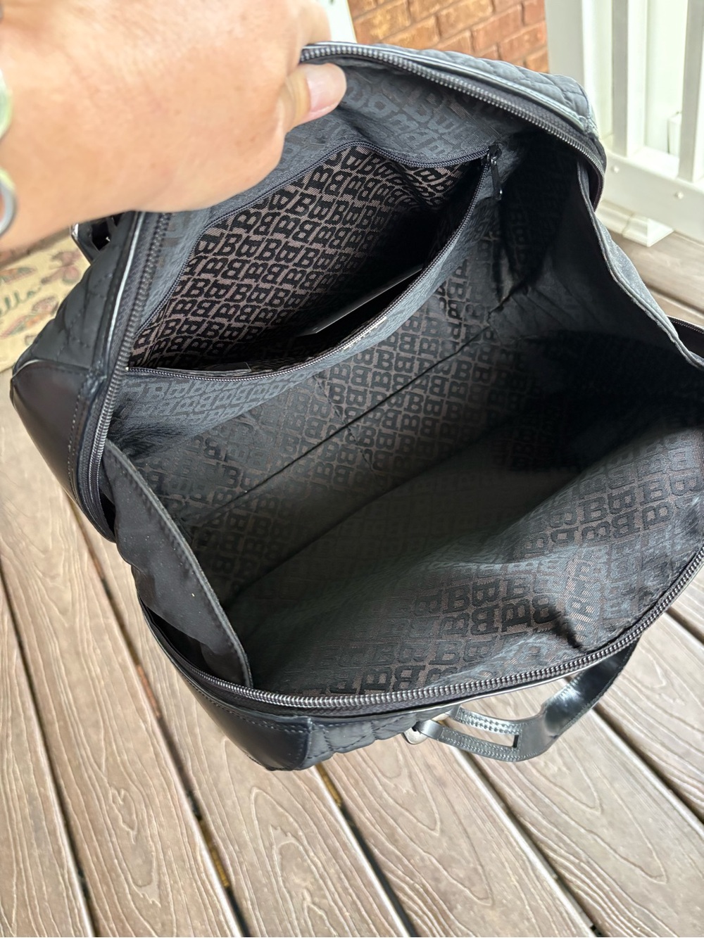 VINTAGE BALLY Black Quilted Nylon Satchel Top Handle Shoulder Bag Leather Trim - Picture 10 of 16